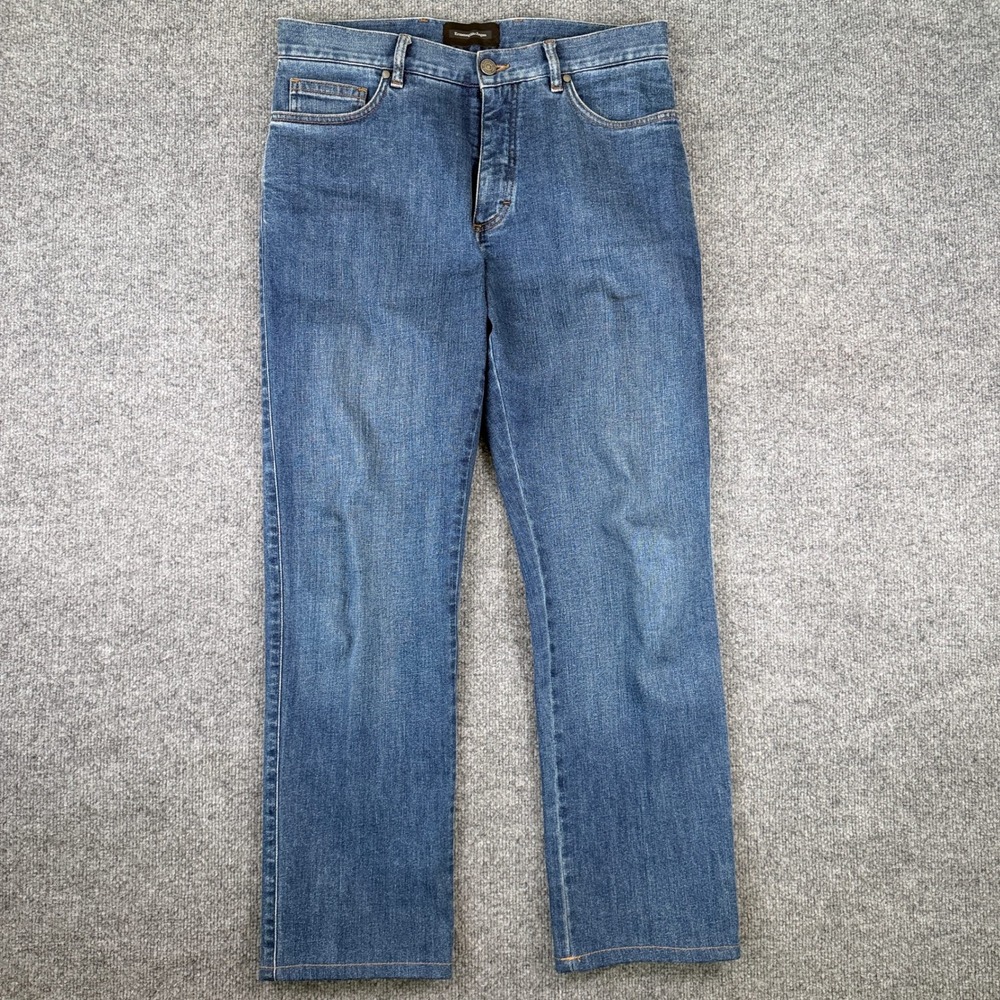 Ermenegildo Zegna Jeans Mens 33x30 Blue Denim Stretch Performance Straight Fit